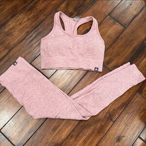 Women's Pink Sports Bra and Leggings Set